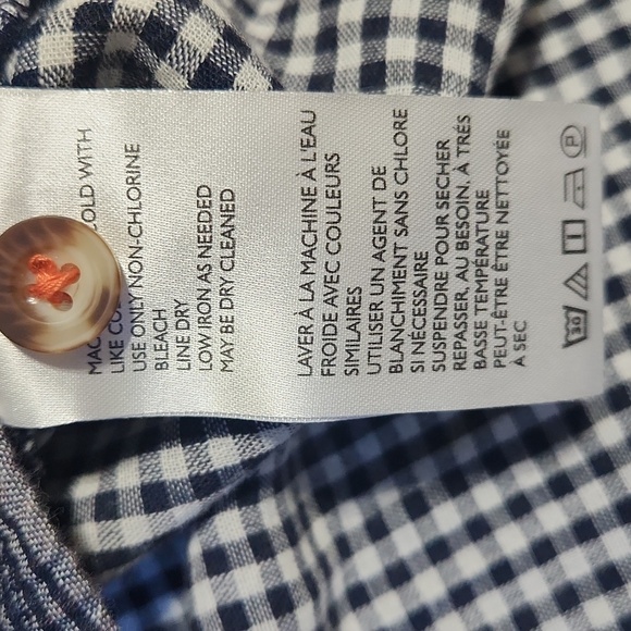 ANTHROPOLOGIE Pilcro The Bo Boyfriend Flannel Gingham Navy Blue Shirt | Size M/L - Picture 10 of 11